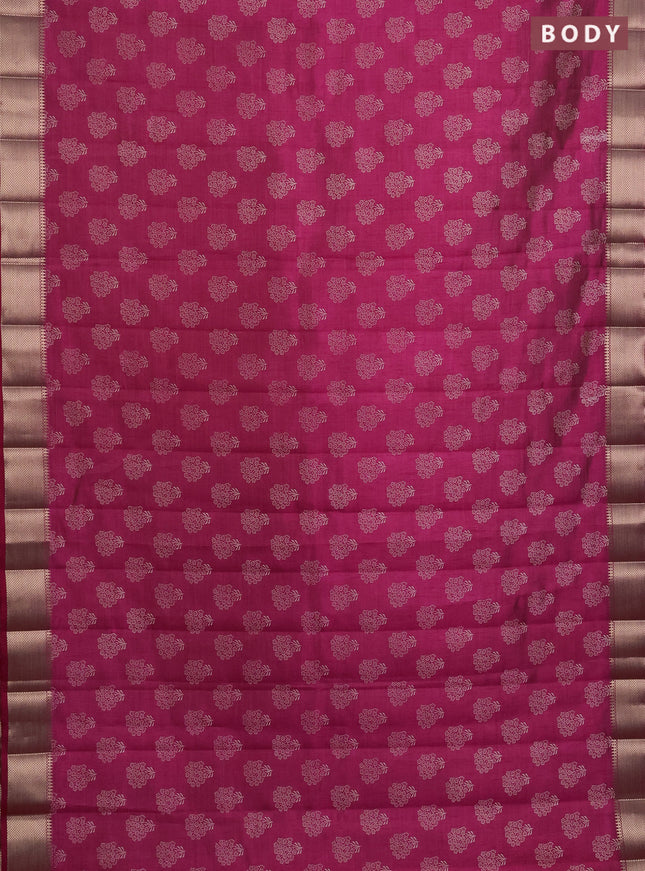 Semi raw silk saree pink with allover butta prints and zari woven border