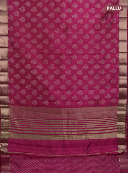 Semi raw silk saree pink with allover butta prints and zari woven border