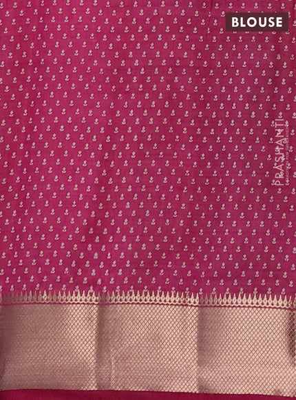 Semi raw silk saree pink with allover butta prints and zari woven border