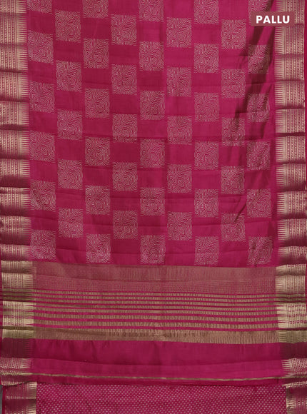 Semi raw silk saree pink with allover box type butta prints and zari woven border