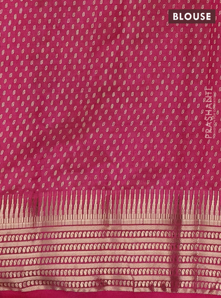 Semi raw silk saree pink with allover box type butta prints and zari woven border