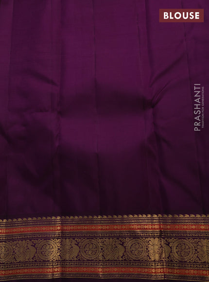 Pure kanchipuram silk saree pastel grey and purple with annam & rudhraksha zari woven buttas and rich zari woven border