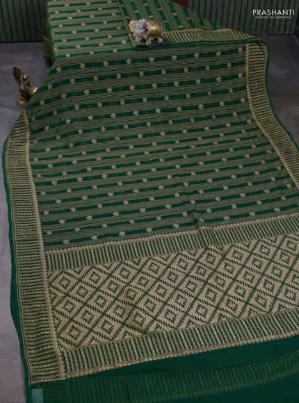 Banarasi georgette saree green with allover thread & zari weaves and woven border
