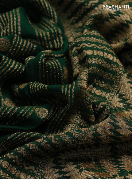 Banarasi georgette saree green with allover thread & zari weaves and woven border
