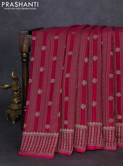 Banarasi georgette saree pink with allover thread & zari weaves and woven border