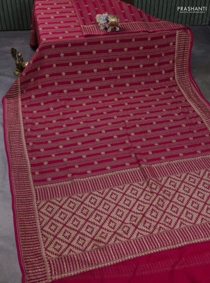Banarasi georgette saree pink with allover thread & zari weaves and woven border