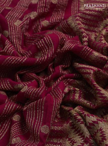 Banarasi georgette saree pink with allover thread & zari weaves and woven border