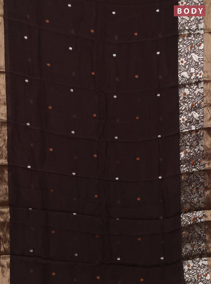 Art kota saree coffee brown with zari woven buttas and long zari woven border