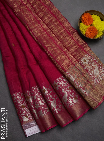 Art kota saree pink with zari woven buttas and long zari woven border