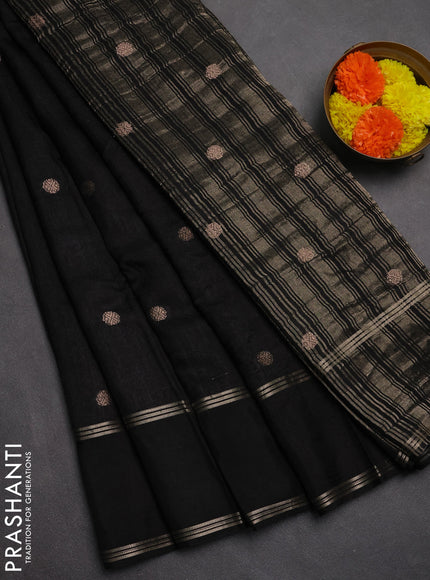 Art kota saree black with zari woven buttas and rettapet zari woven border
