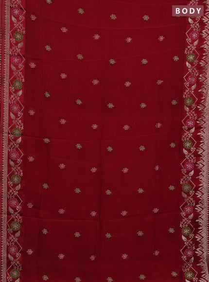 Art kota saree red with zari woven buttas and zari woven border