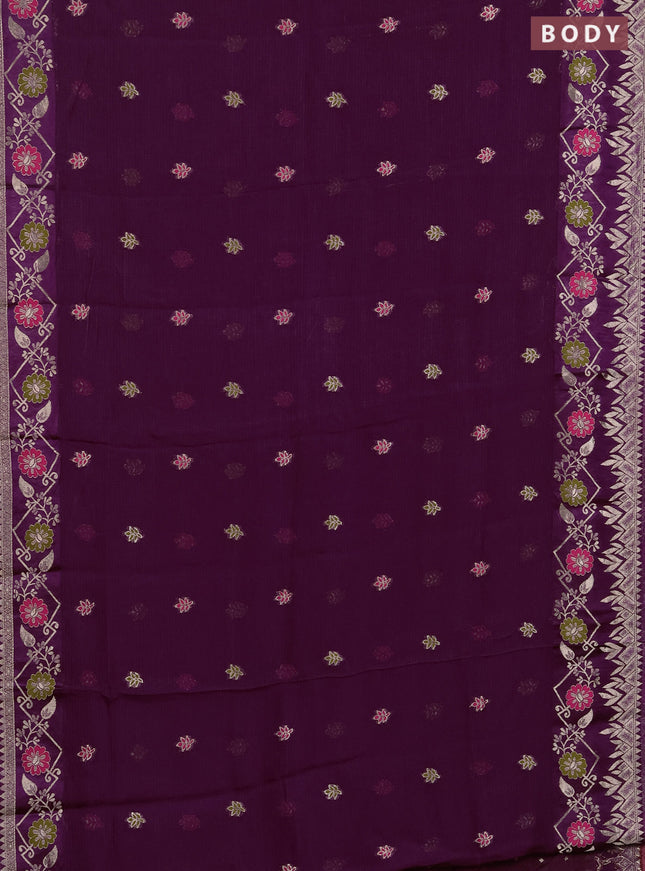 Art kota saree purple with zari woven buttas and zari woven border