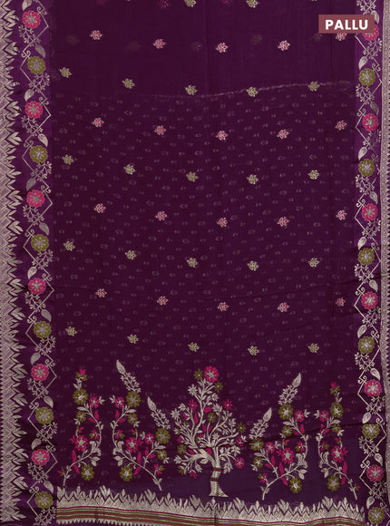 Art kota saree purple with zari woven buttas and zari woven border