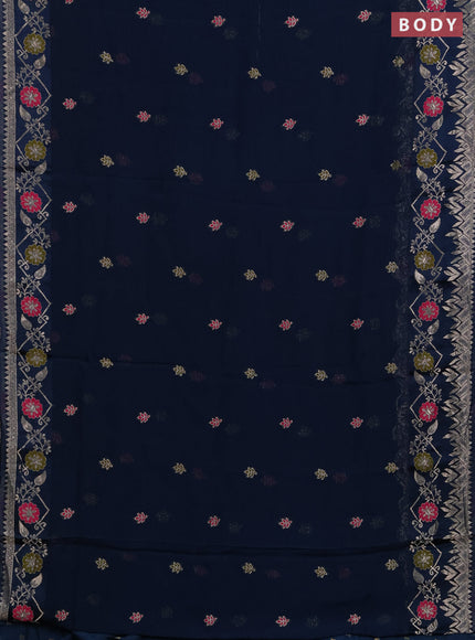 Art kota saree peacock blue with zari woven buttas and zari woven border