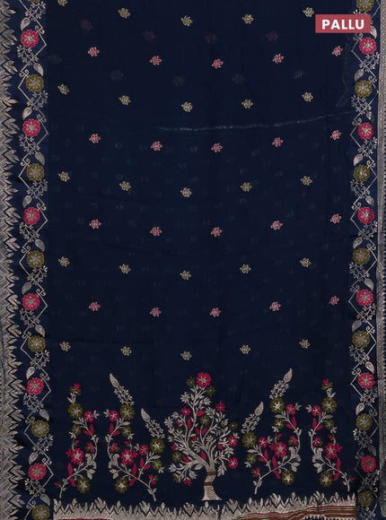 Art kota saree peacock blue with zari woven buttas and zari woven border