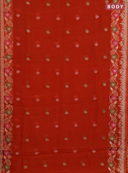 Art kota saree rustic orange with thread & zari woven buttas and long zari woven border