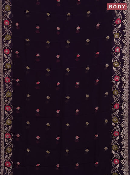 Art kota saree deep violet with thread & zari woven buttas and long zari woven border
