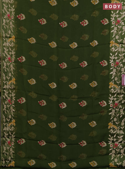 Art kota saree mehendi green with zari woven buttas and zari woven border