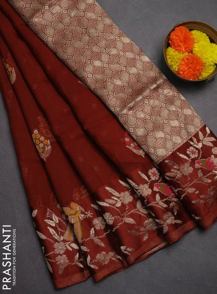 Art kota saree rust shade with zari woven buttas and zari woven border