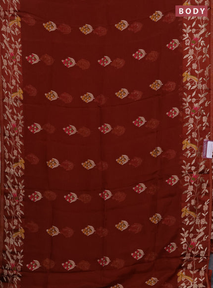Art kota saree rust shade with zari woven buttas and zari woven border