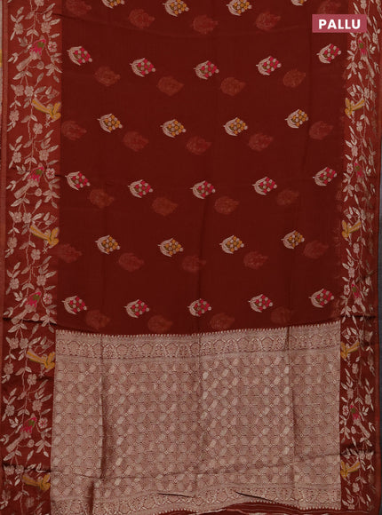 Art kota saree rust shade with zari woven buttas and zari woven border