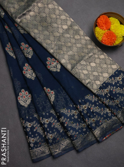 Art kota saree peacock blue with zari woven buttas and zari woven border