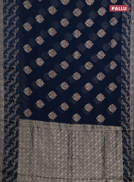 Art kota saree peacock blue with zari woven buttas and zari woven border