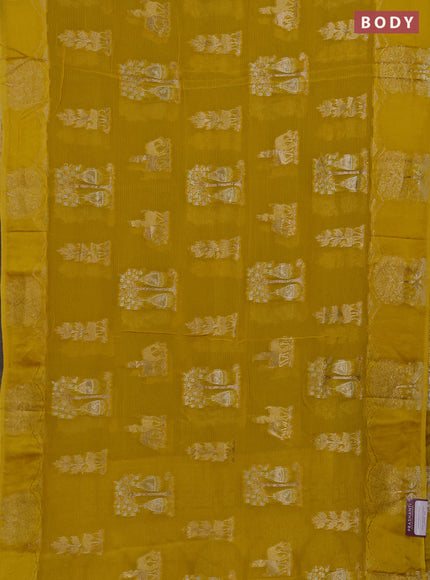 Art kota saree yellow with zari woven buttas and zari woven butta border