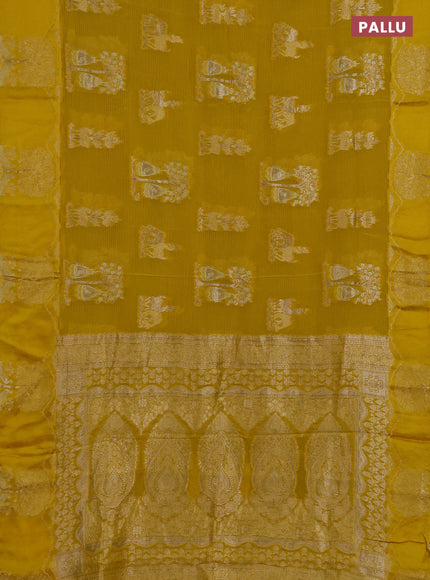 Art kota saree yellow with zari woven buttas and zari woven butta border