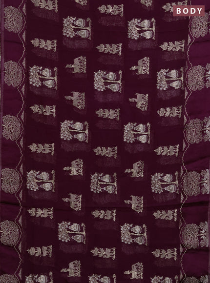Art kota saree deep purple with zari woven buttas and zari woven butta border