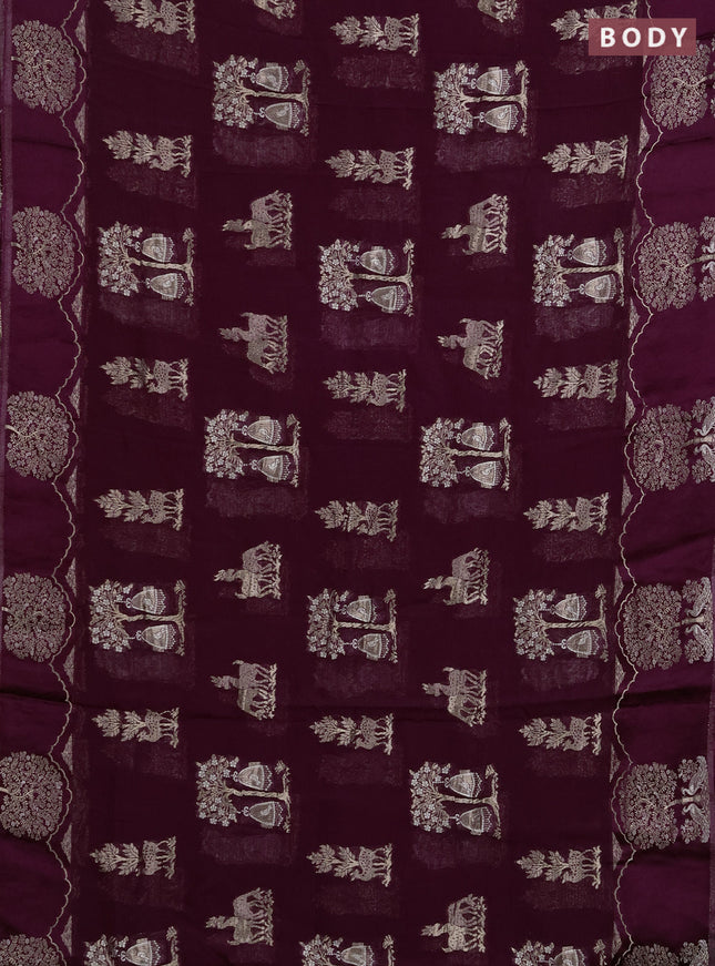 Art kota saree deep purple with zari woven buttas and zari woven butta border