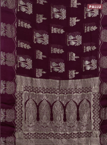 Art kota saree deep purple with zari woven buttas and zari woven butta border