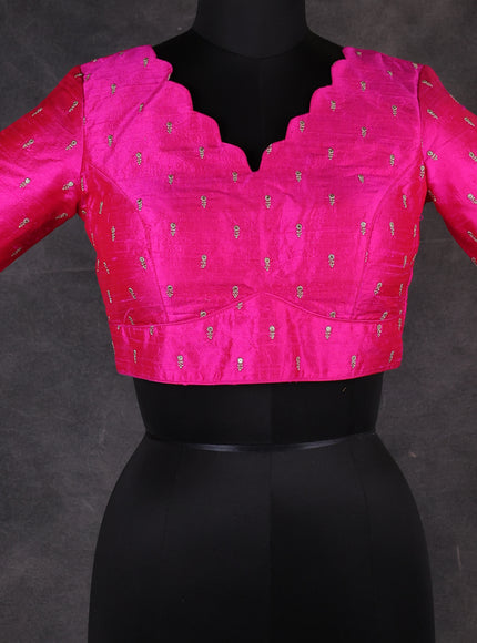 Pink Raw Silk Embroidery Readymade Blouse