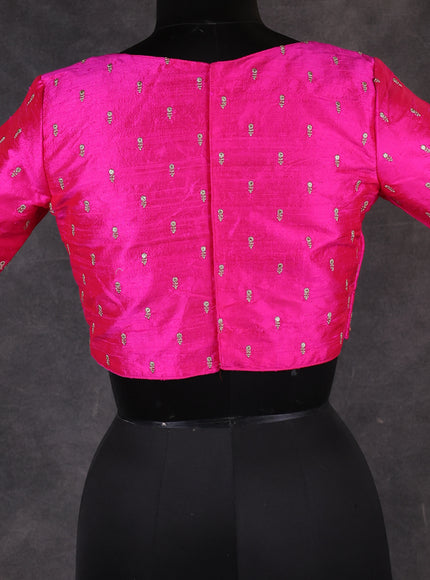 Pink Raw Silk Embroidery Readymade Blouse
