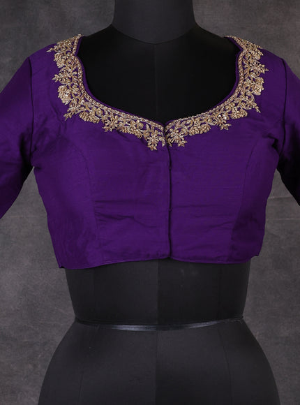Violet Raw Silk Sequin Embroidery Readymade Blouse