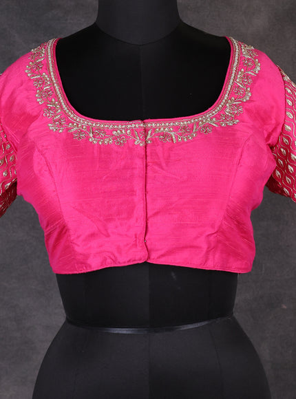 Pink Raw Silk Zardosi Embroidery Readymade Blouse