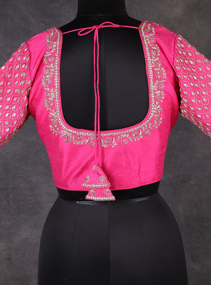 Pink Raw Silk Zardosi Embroidery Readymade Blouse