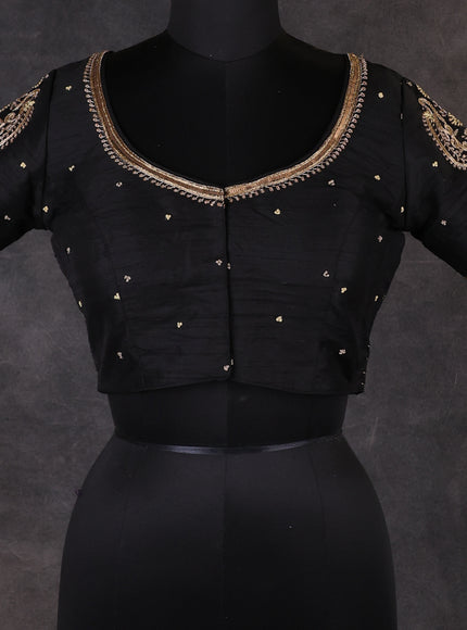 Black Raw Silk Sequin Embroidery Readymade Blouse