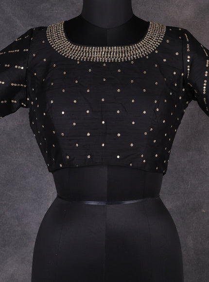 Black Raw Silk Sequin Embroidery Readymade Blouse