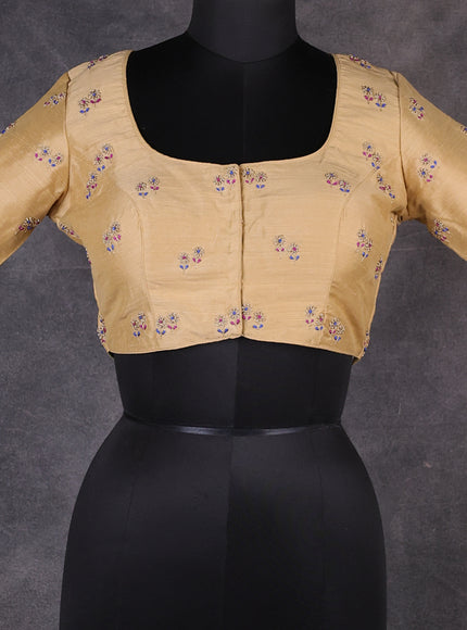 Beige Raw Silk Embroidery Readymade Blouse