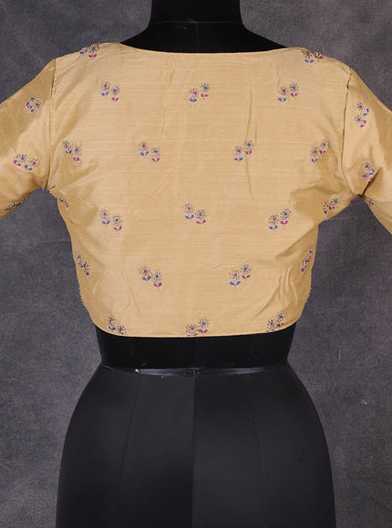 Beige Raw Silk Embroidery Readymade Blouse