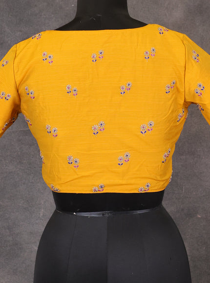 Mustard Raw Silk Embroidery Readymade Blouse