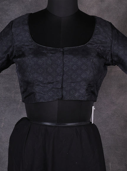 Black Silk Kalamkari Pita Embroidery Readymade Blouse