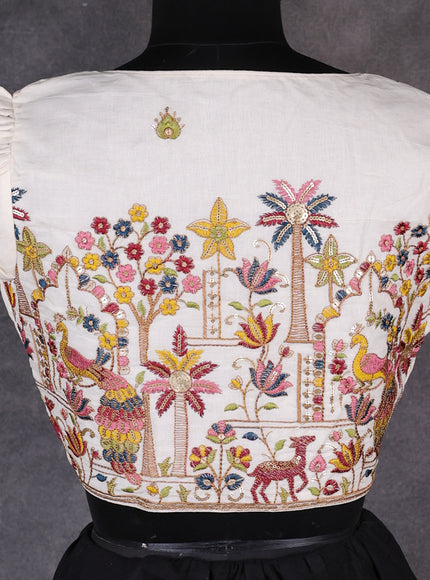 Cream Cotton Embroidery Readymade Blouse