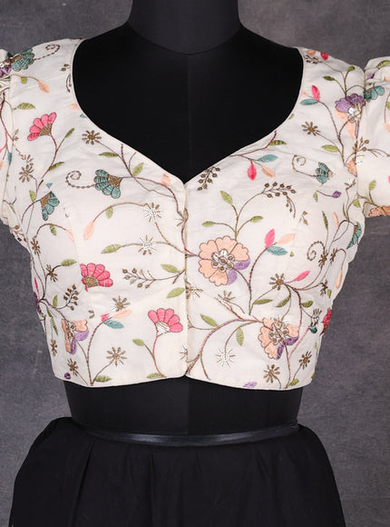 Cream Cotton Embroidery Readymade Blouse