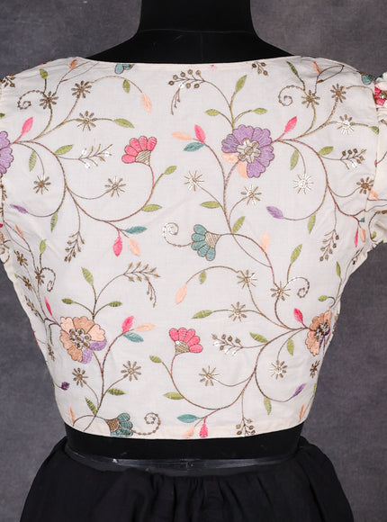 Cream Cotton Embroidery Readymade Blouse