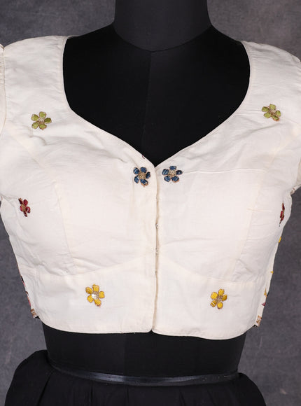 Cream Cotton Embroidery Readymade Blouse