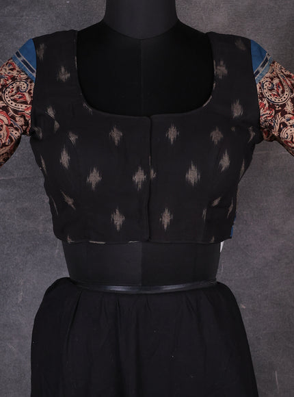 Black- CS Blue Cotton Ikat Readymade Blouse