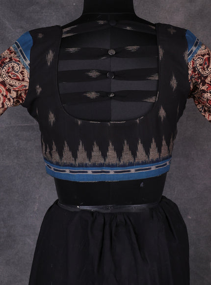 Black- CS Blue Cotton Ikat Readymade Blouse