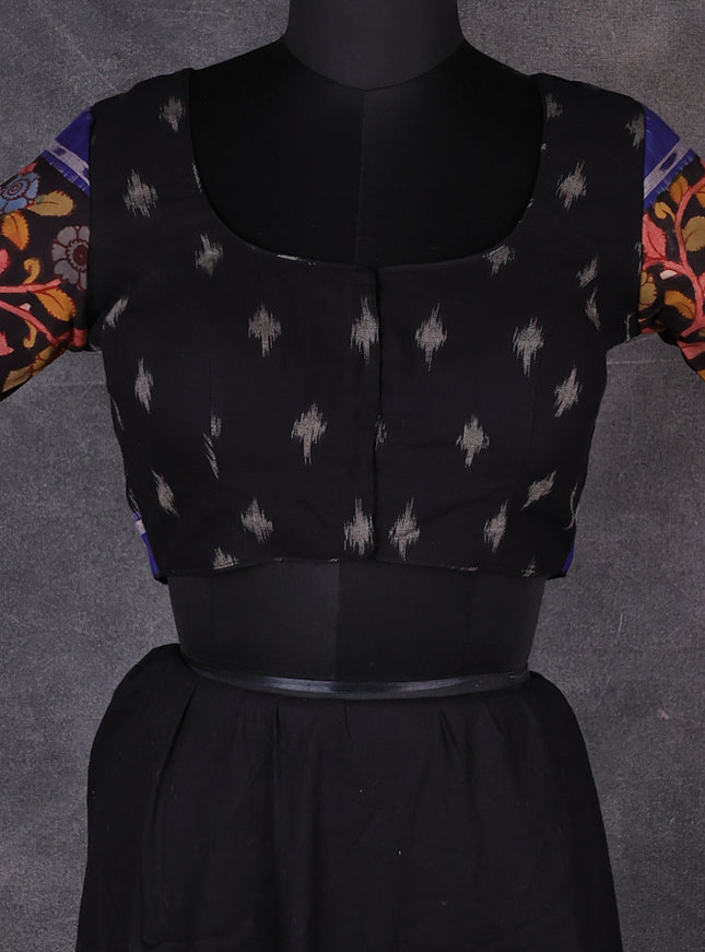 Black - Blue Cotton Ikat Readymade Blouse